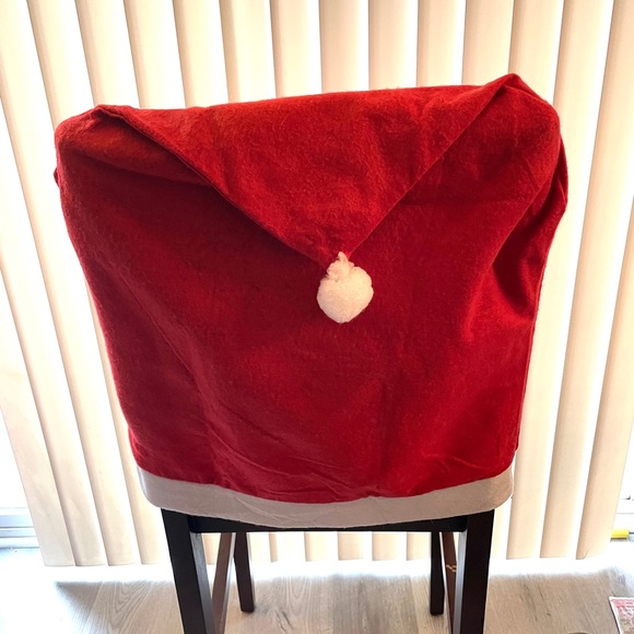 (6) Red Velvet Santa Hat Chair Back Covers - Picture 3 of 6